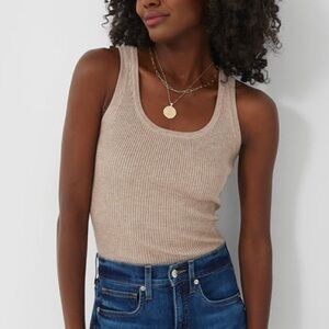 Tuckernuck Oat Shelby Rib Knit Tank In Beige Size XS
